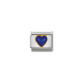 Nomination Composable Classic EDELSTEINE HERZ aus Edelstahl und 18K-Gold (09_LAPISLAZULI)